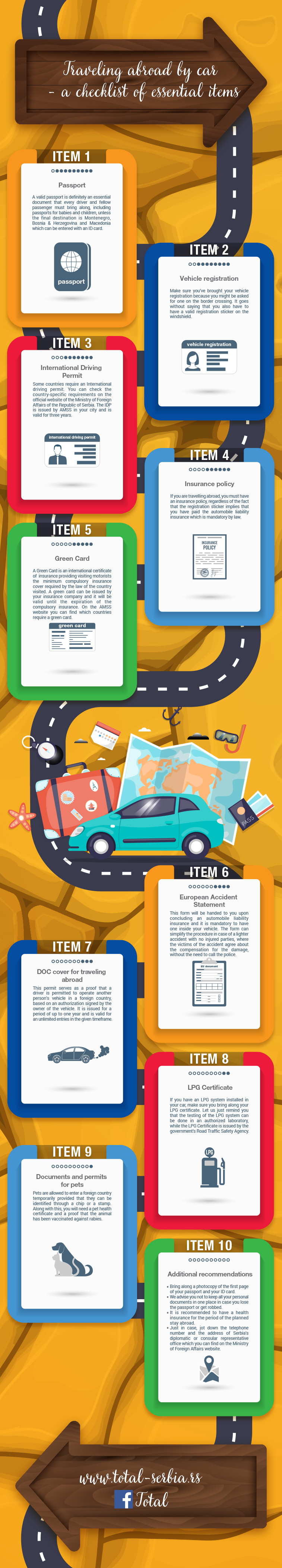 Traveling abroad by car - a checklist of essential items
